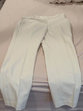 H&M White Tailored Slim Straight Trousers Size 6